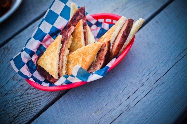 Fried Fleishkäse Sliders, aka German Bologna