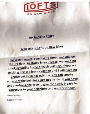 No Smoking Policy That Was Never Enforced