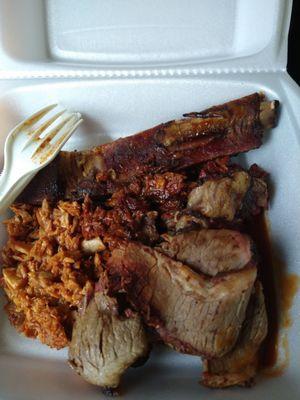 Bbq ribs, slice beef, chip chicken and chip beef