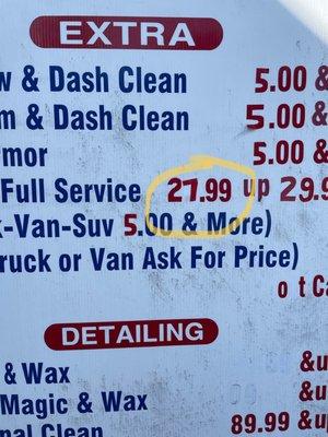 New full service price