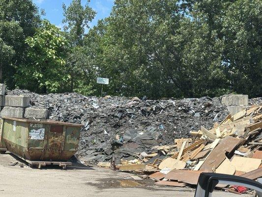 Recycled materials pile