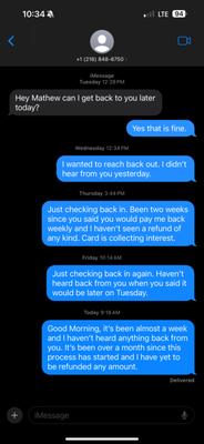 Exchange between myself and corporate.