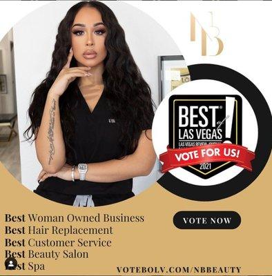 NeeziieBabiie Beauty nominated for five categories in the 2021 Las Vegas Review Journal "Best of Las Vegas" awards