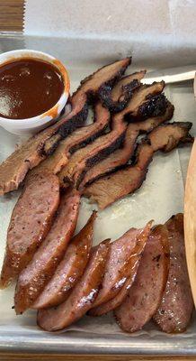 I love the sausage and Mac-n-cheese and the ranch potatoes. The brisket was too dry for my taste.