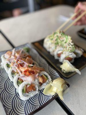 Arigato Acevichado Roll (left) and Crazy Philadelphia Roll (right)