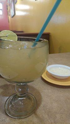 Top shelf margarita and queso