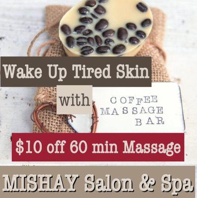 Benefits of coffee for gorgeous skin: anti aging properties, repairs UV damage, improves circulation, tightness skin;