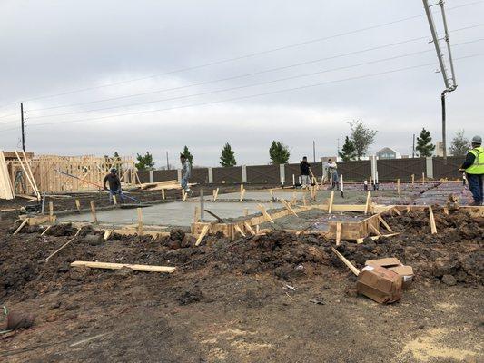 Pouring foundation slab