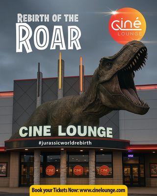 Jurassic World Rebirth roars at Cine Lounge -- book your tickets now for a dino-sized cinematic adventure!