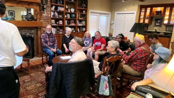 Classes at a congregant's home. We are a group that loves learning about Judaism.