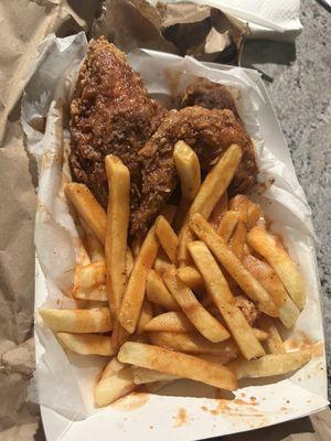 2pc white breast and wing with fries