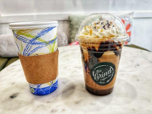 Americano and Samoa flavored iced coffee