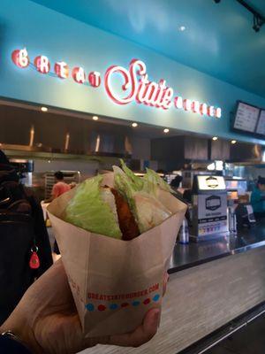 Veggie burger in lettuce wrap