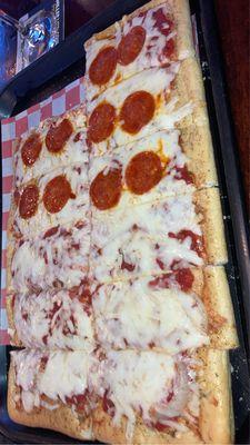 Half onion half pepperoni- sooo good!!