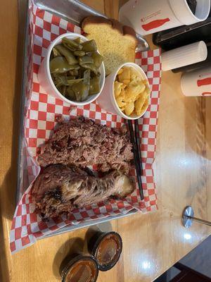 Pulled Pork, Beef Brisket, Green Beans - 6 oz., Mac N Cheese - 6 oz.