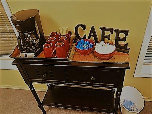 Pour some quality coffee while you wait for your appointment