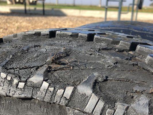 Be careful with the tires on the see-saw; the wires are protruding and are very sharp!