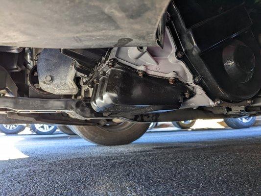 Re-sealed pan....looks rushed but not leaking for now.