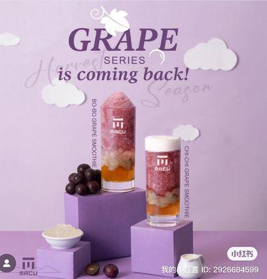 Seasonal grape smoothie is now back