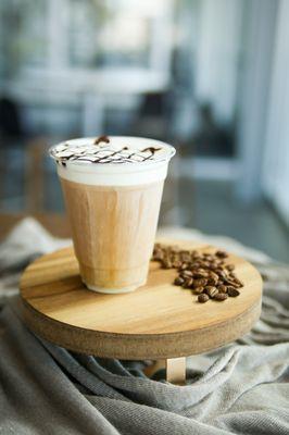 A mocha cold brew with vanilla cold foam