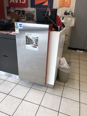 Come shop here for IDENTITY THEFT.... in the waste basket next to check out