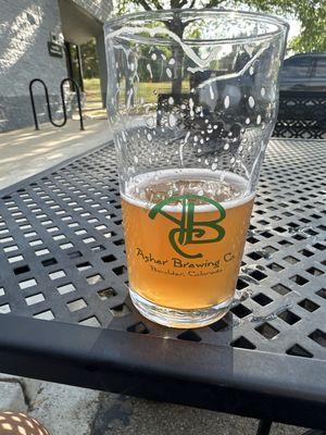 Raspberry Wheat.    Incredibly delicious.   Their Mexican lager is amazing.  Honestly every beer I have tried here is.