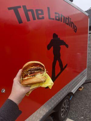 Bacon jam burger-added lettuce and tomato.