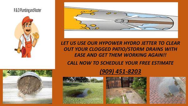 Hydro Jetting your clogged sewer line or your storm drains is an efficient and cost effective way to get rid of that stubborn clog!