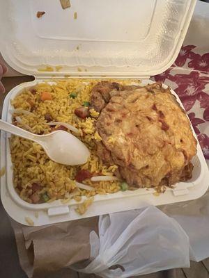 Pork Egg Foo Young combo with Pork Fried Rice