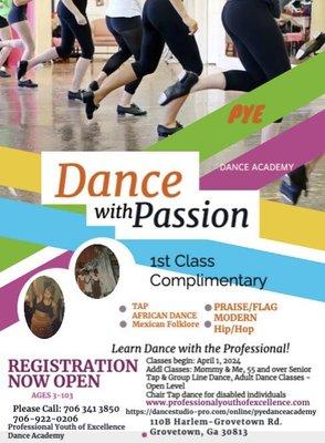 Registration are open for dance classes for ages 3 through 103 years of age Professional dance teachers 706-922-0206 Office