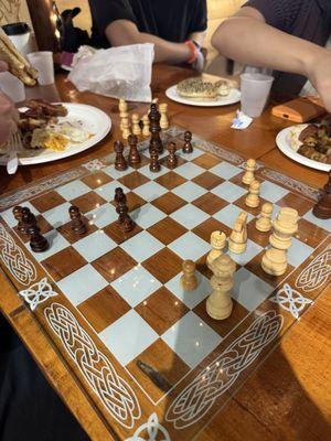 Chess at one of the tables