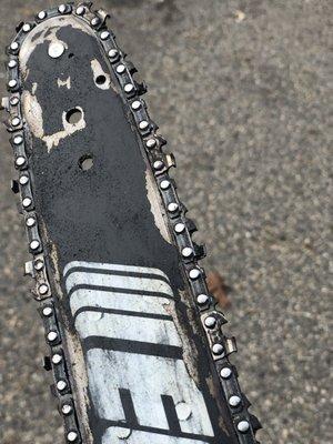 Sharpened for 12 dollars (cheaper if you bring in the chain off the saw).