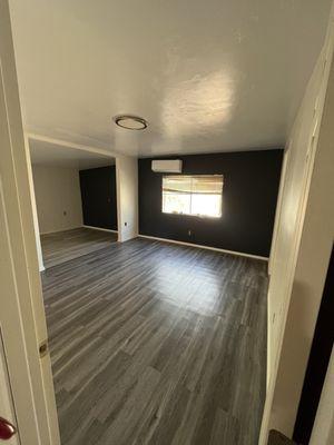 New drywall, texture, paint, floors and window