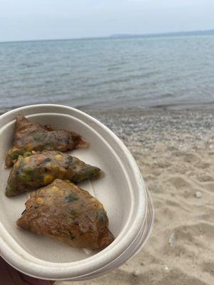Samosas by Lake Michigan