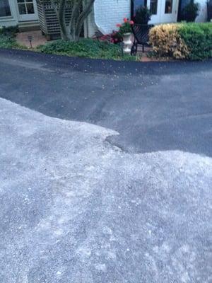This is what Asphalt Driveways Co. work looks like at my house. Would you be happy with this "brand new" driveway?