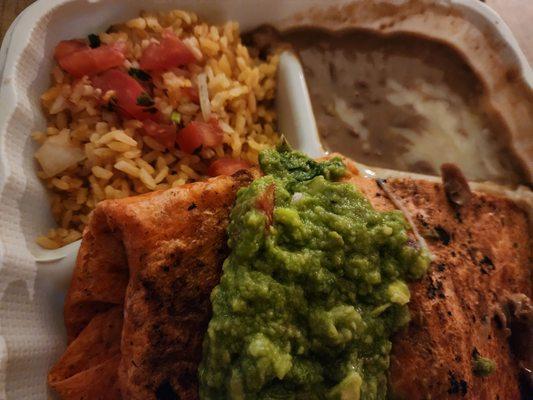 Sonora quesadilla with beans and rice.