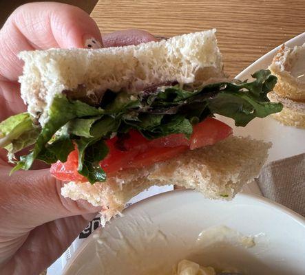 1/2 Chicken salad sandwich with 1-2 TBS chicken salad.