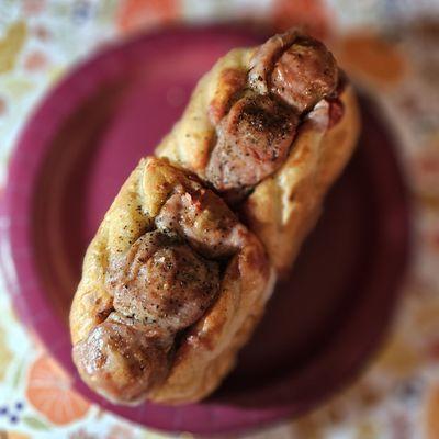 Decent meatball sub. A lil bland, but huge. Definitely two meals.