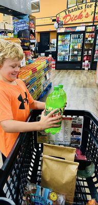 He didn't really get the Mountain Dew...we were faking out his mom. :D