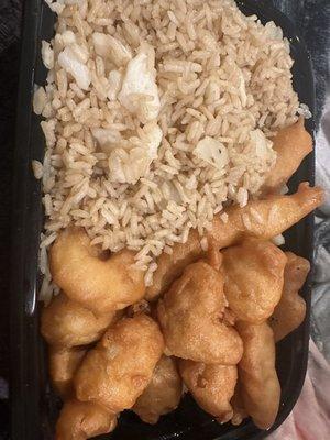 Sweet and Sour Chicken w/ Chicken Fried Rice (Sauce not pictured)