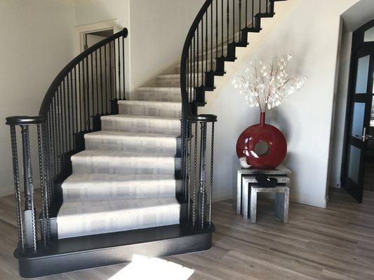 Patterned Berber Style Carpet on Staircase