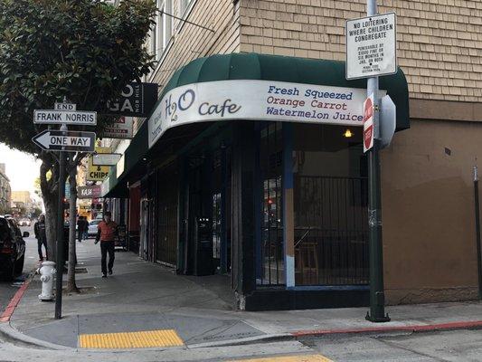 Front of the cafe at the corner of Polk and Fran Norris