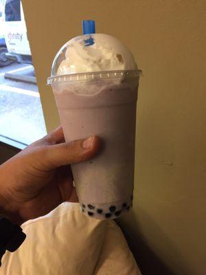Blended taro milk tea with whip