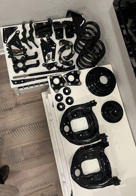 Powder coated suspension/ engine accessory parts