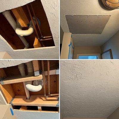 Joist strengthening, and drywall work