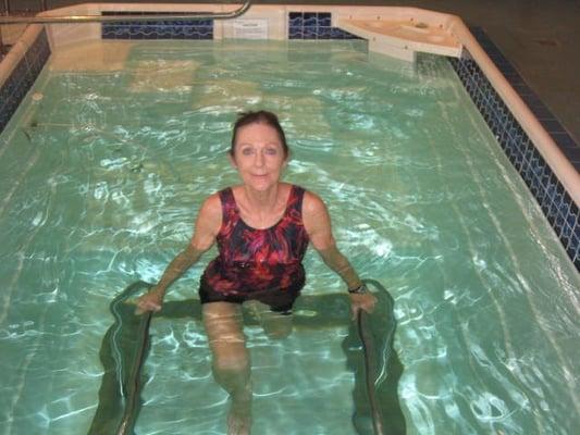 warm water rehab specialist -C. Brooks on tredmill in water!