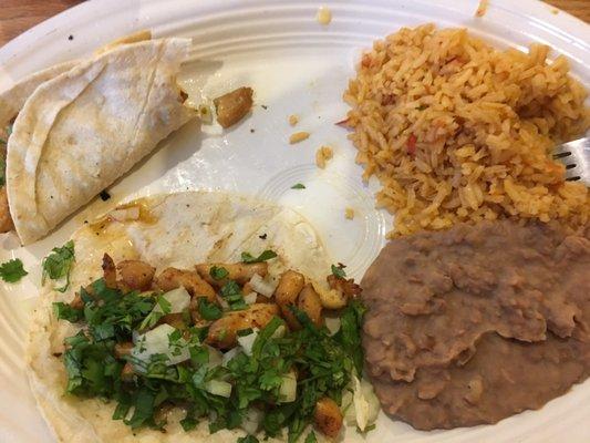 Chicken taco lunch plate. Super good!