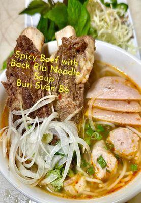 Spicy beef with back ribs noodle soup