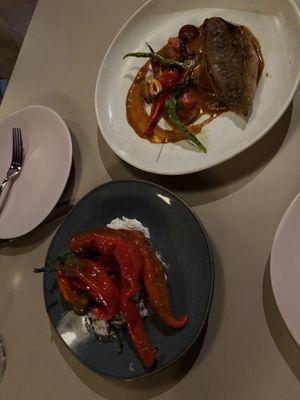 Broiled Jimmy Nardello Peppers & Black Cod a la Plancha