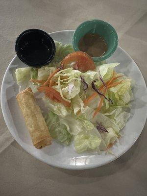 free salad and egg roll YAY the old TG stopped serving this. tasted pretty similar